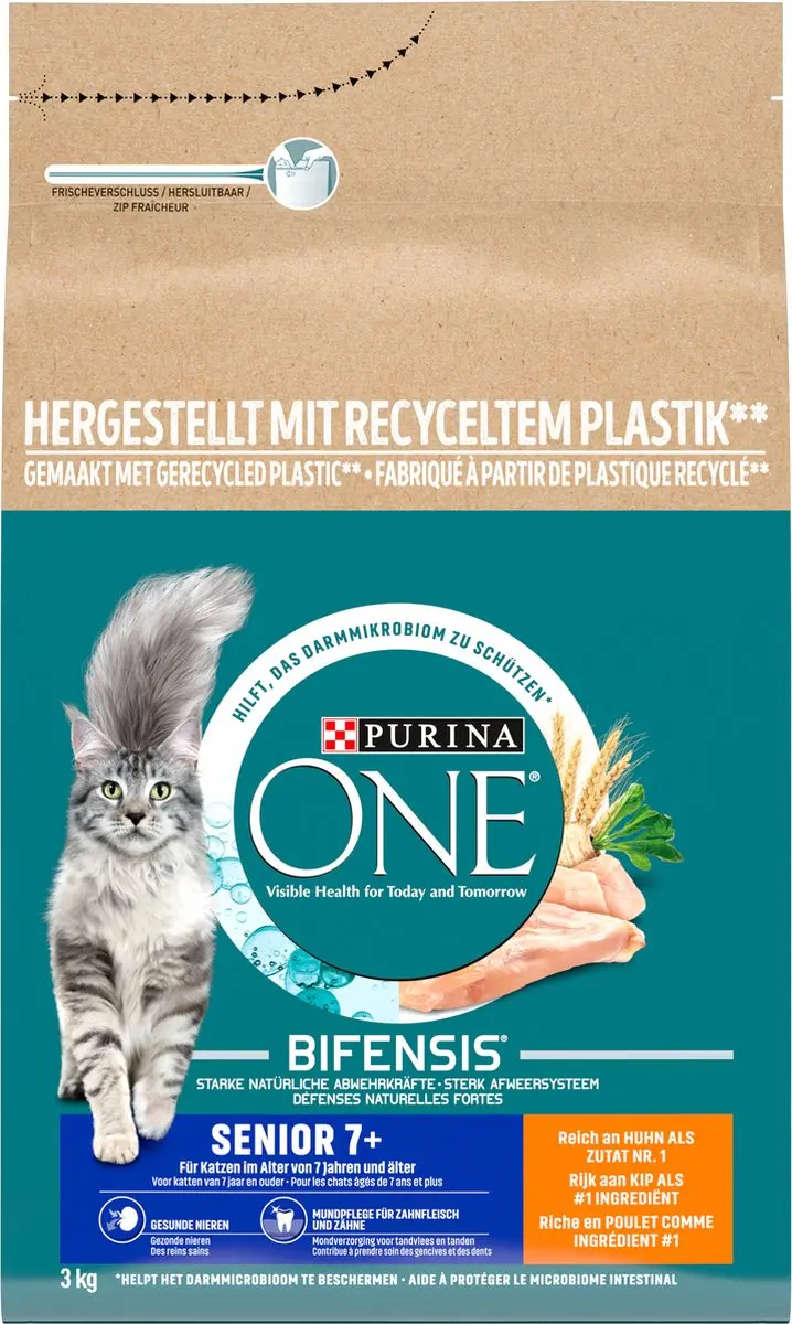 Purina ONE Senior Kattenvoer Droogvoer Kip & Volkoren 3kg