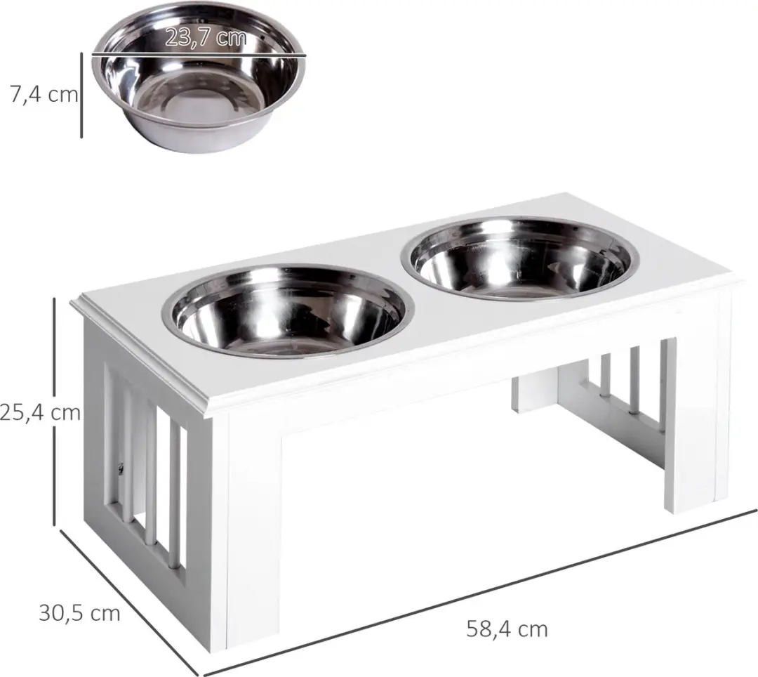 Pawhut Verhoogde Hondenbak - 2 Liter - Wit
