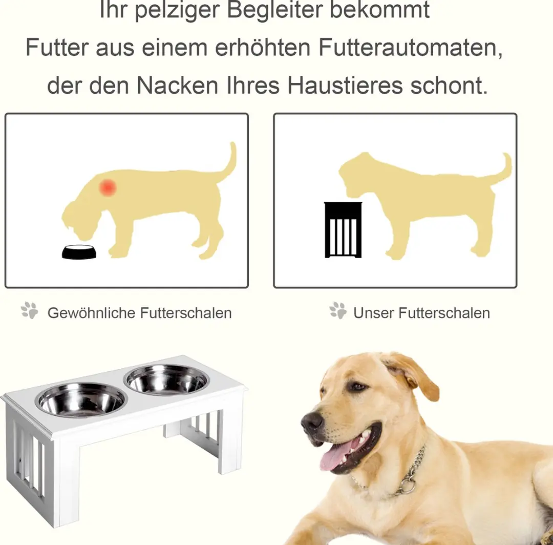 Pawhut Verhoogde Hondenbak - 2 Liter - Wit