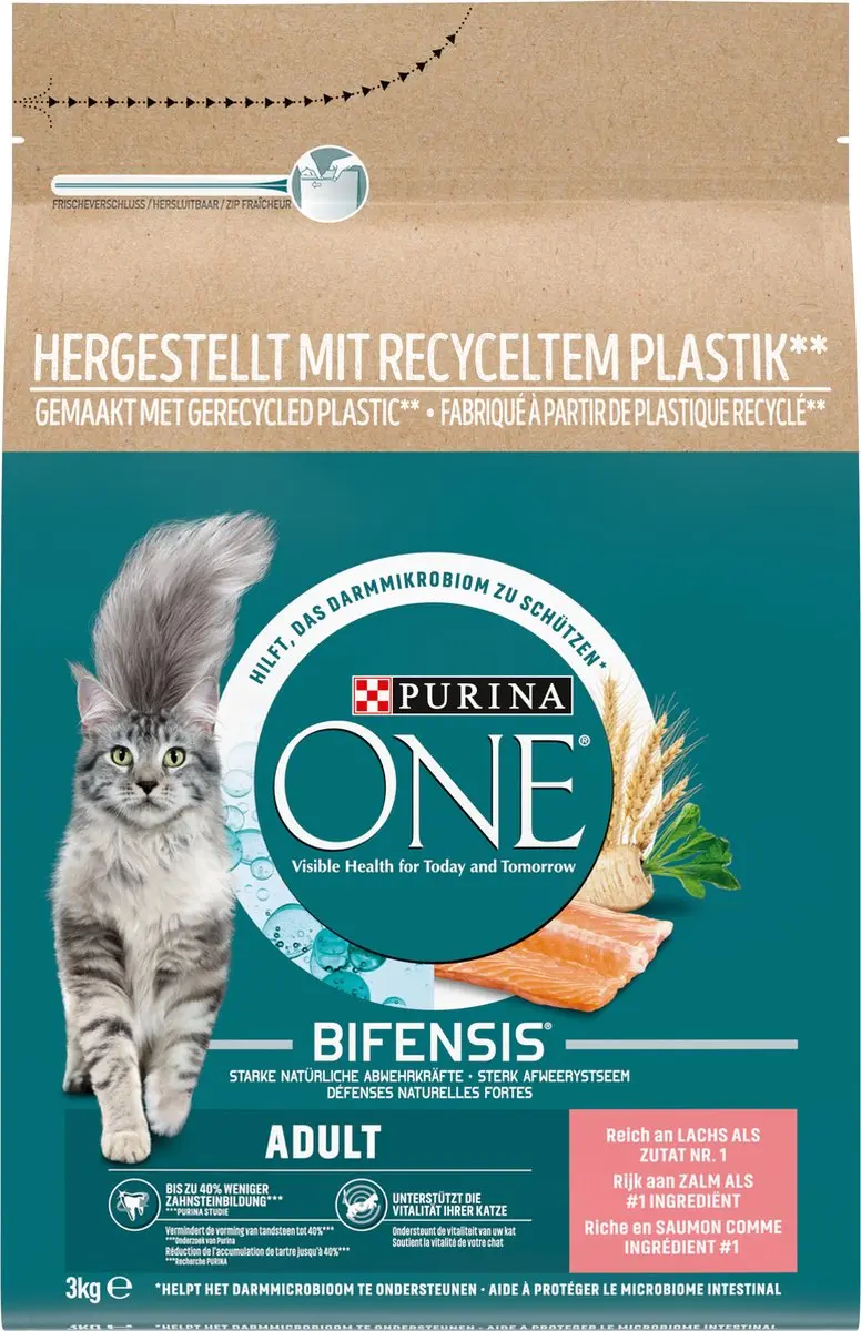 Purina ONE Adult Kattenvoer Droogvoer Zalm & Volkoren 3kg