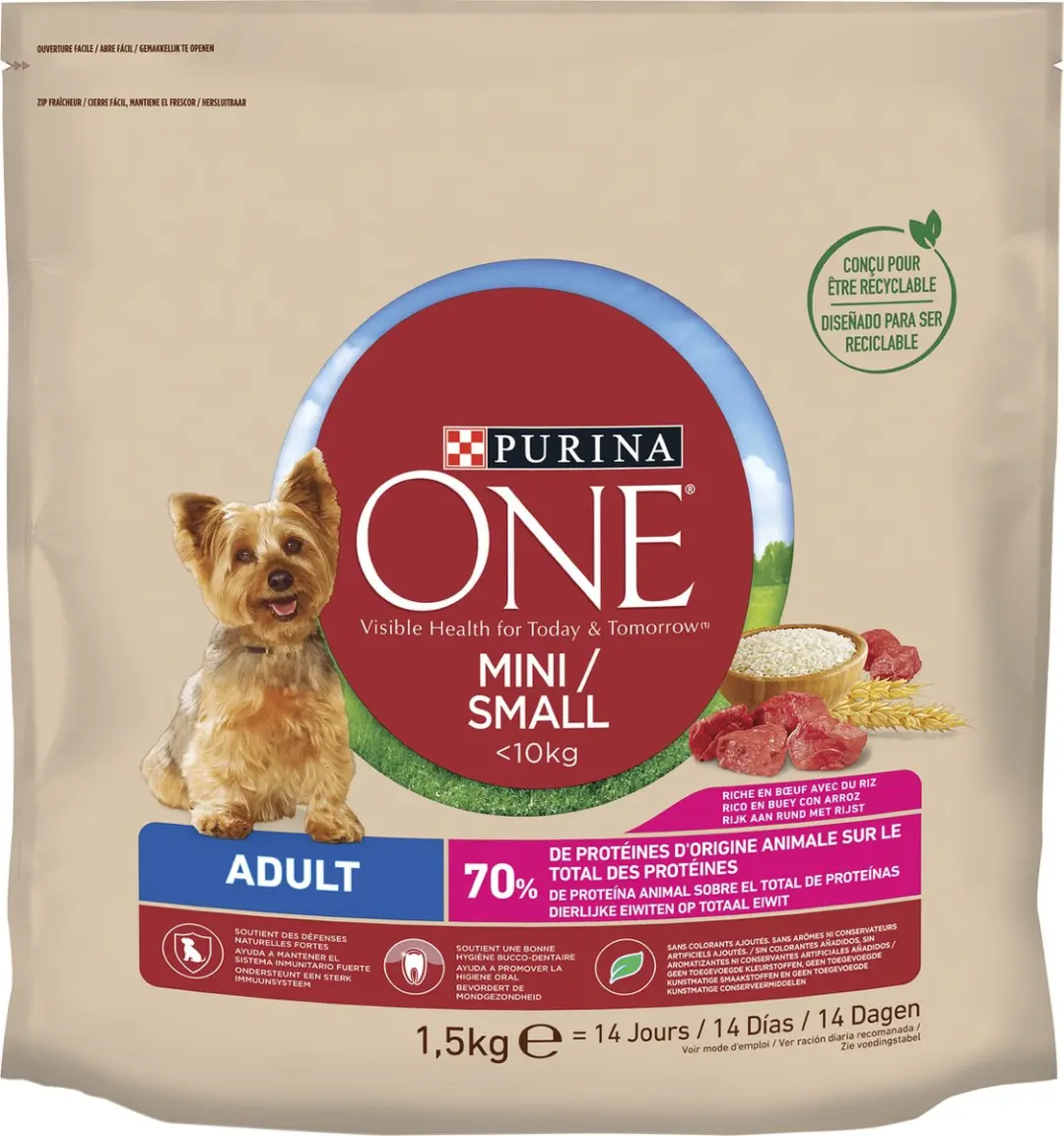 Purina ONE Adult Mini Small Hondenvoer Rund 1,5kg
