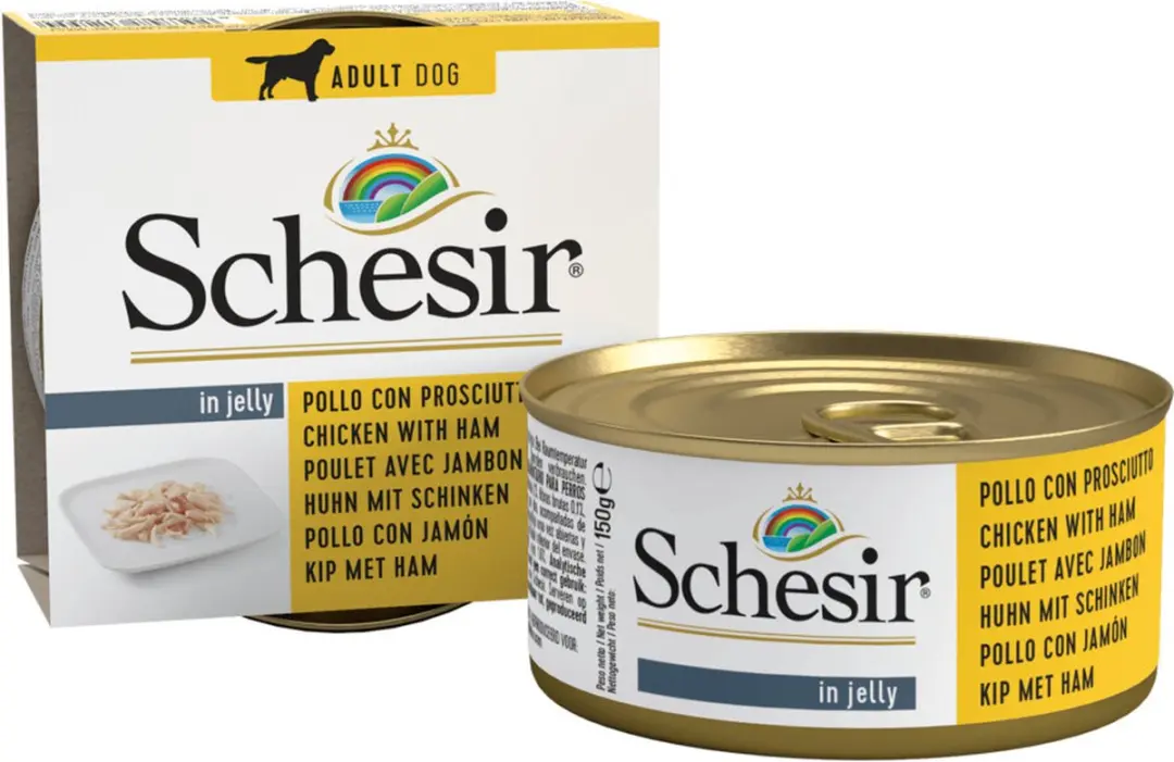 Schesir Hond Blik Gelei 150g - Kipfilet & Ham - 10 Stuks
