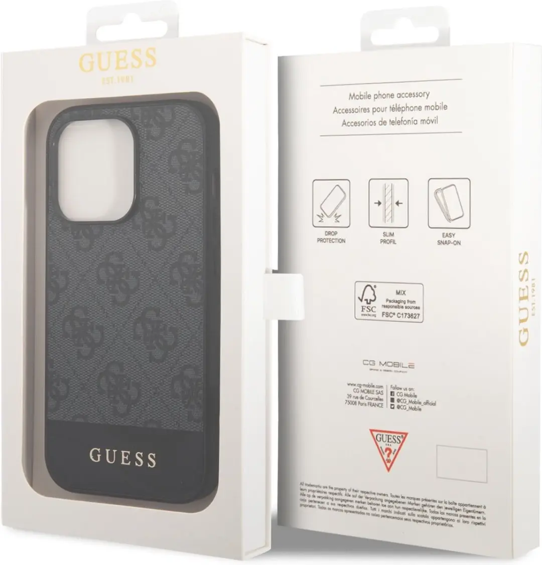 Guess 4G Stripe Back Case GUHCP14M4GGR - Grijs