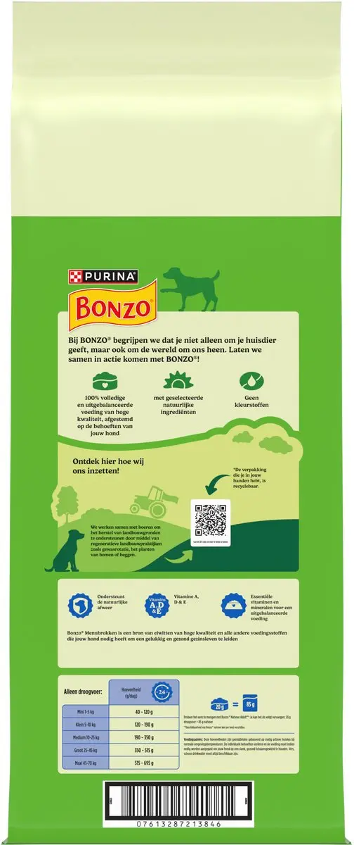 Bonzo Menubrokken Adult Droogvoer Kip & Groenten 15kg