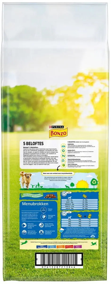 Bonzo Menubrokken Adult Droogvoer Kip & Groenten 15kg