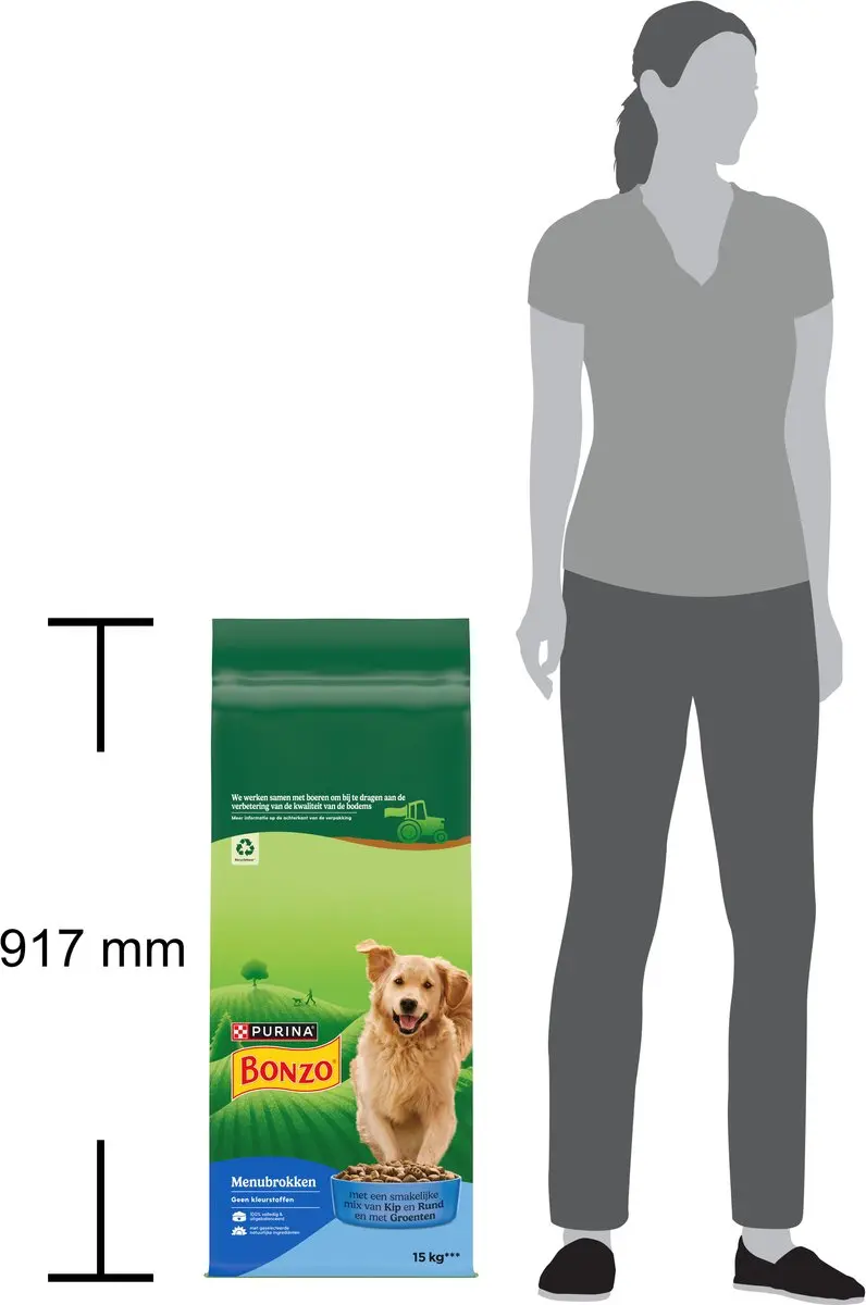 Bonzo Menubrokken Adult Droogvoer Kip & Groenten 15kg