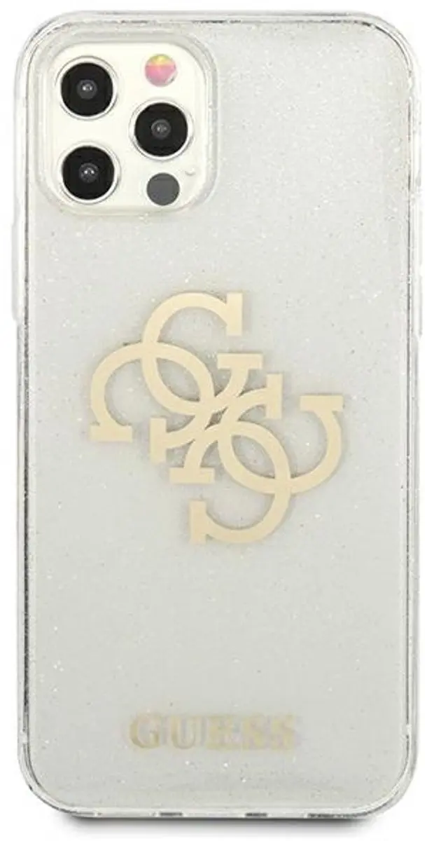 GUESS 4G Logo Glitter TPU Hoesje - iPhone 12 Pro Max - Transparant