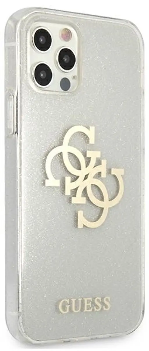 GUESS 4G Logo Glitter TPU Hoesje - iPhone 12 Pro Max - Transparant