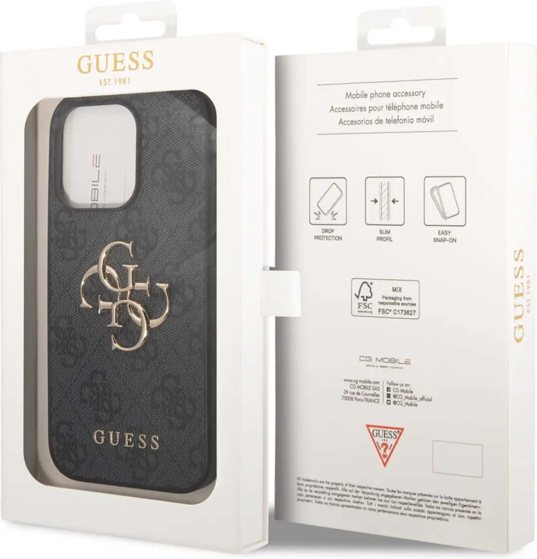 GUESS Telefoonhoesje iPhone 14 Pro - Grijs - MagSafe