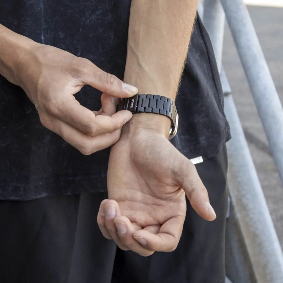 BALR Stalen Bandje Apple Watch 44/45/49mm - Zwart
