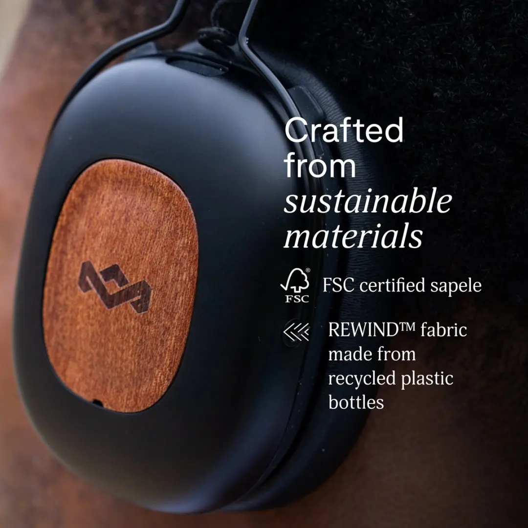 House of Marley Positive Vibration Rebel ANC EM-JH152-SB Over-Oor Hoofdtelefoon - 130 uur - Zwart
