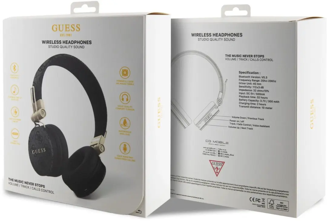 Guess BH70 4G Headphone - Zwart