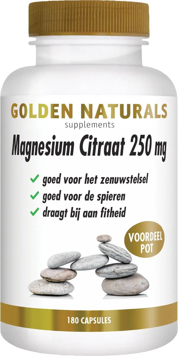 Golden Naturals Magnesiumcitraat 250mg 180 Vegan Capsules