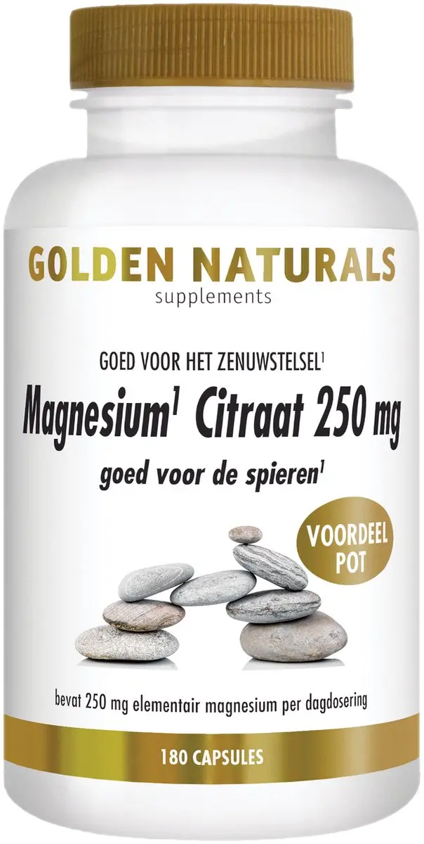 Golden Naturals Magnesiumcitraat 250mg 180 Vegan Capsules