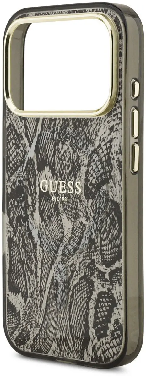 GUESS Back Cover Case iPhone 17 Pro - Zwart Slangenprint