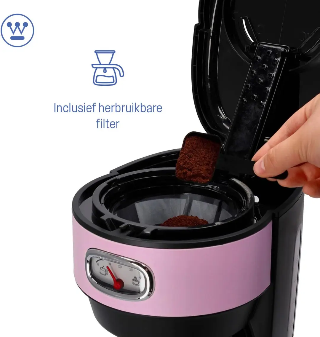 Westinghouse Retro Filterkoffiezetapparaat WKCMR621 Roze - 10 Koppen 1,25L
