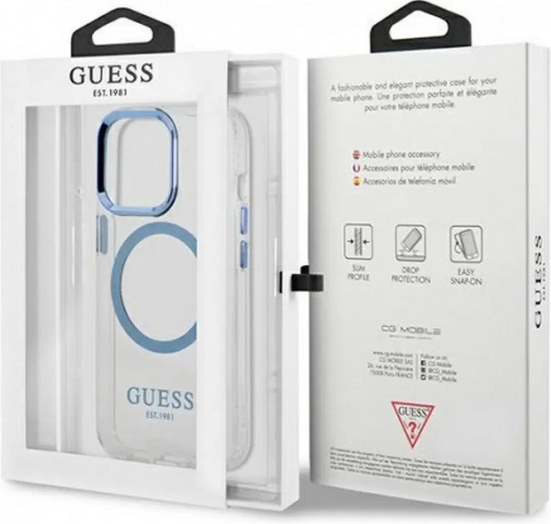 GUESS Translucent Back Case MagSafe - Blauw