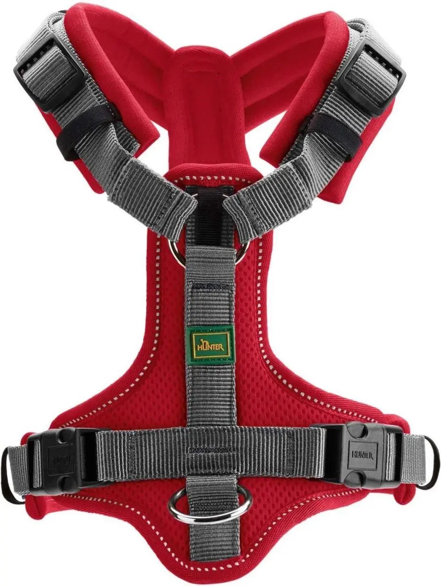 Hunter Harnas Maldon Rood&Grijs - 69-105 cm
