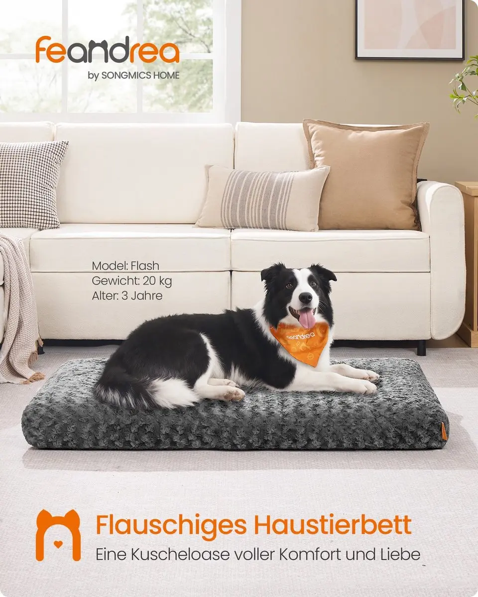 Songmics Hondenbed 110x73cm - Leigrijs - afbeelding 2 van 6