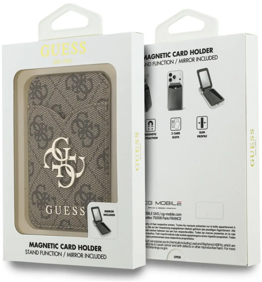Guess 4G Stand & Mirror MagSafe Wallet - Bruin