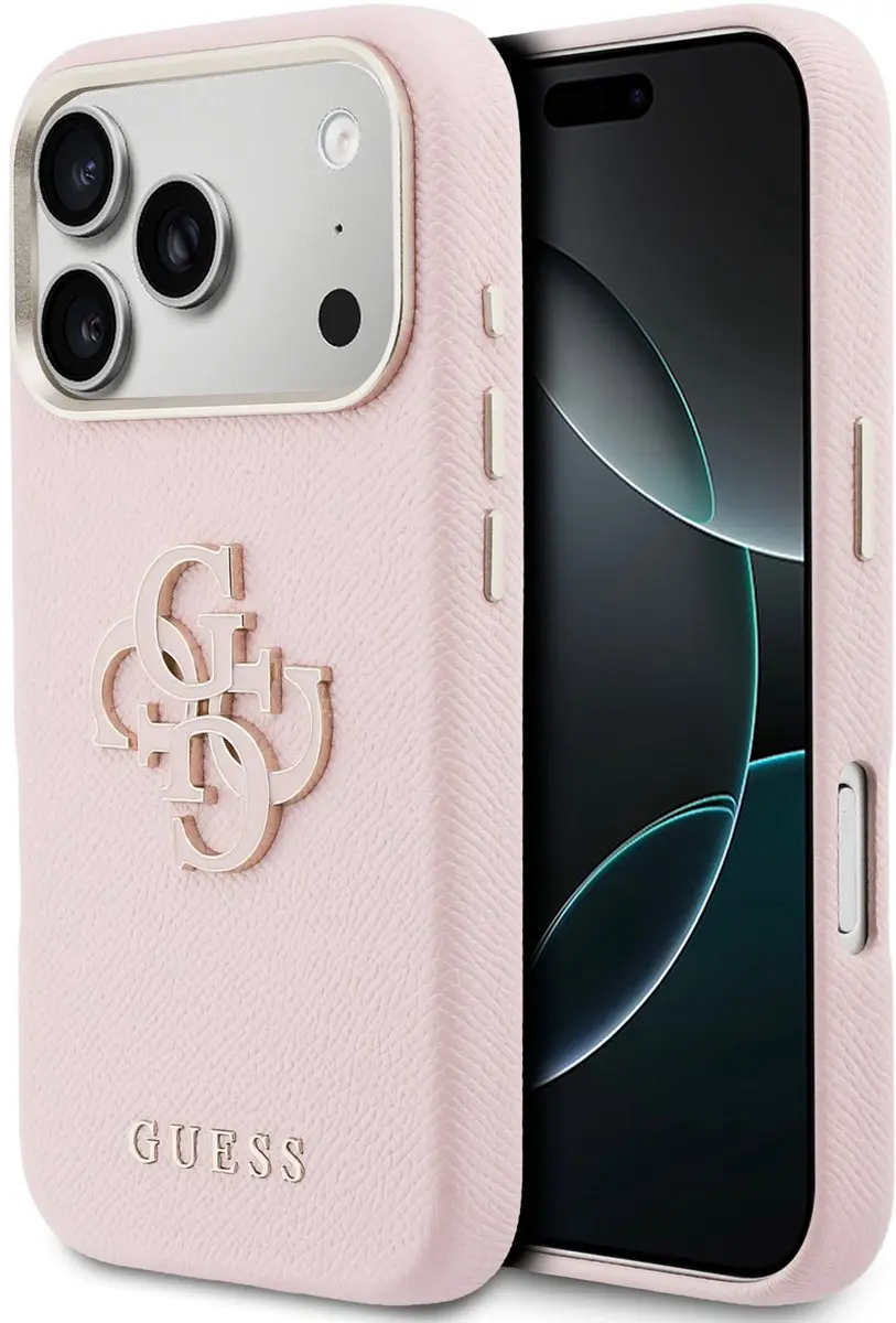 Guess PU Resin Logo Backcover 14931 - iPhone 17 Pro - Roze