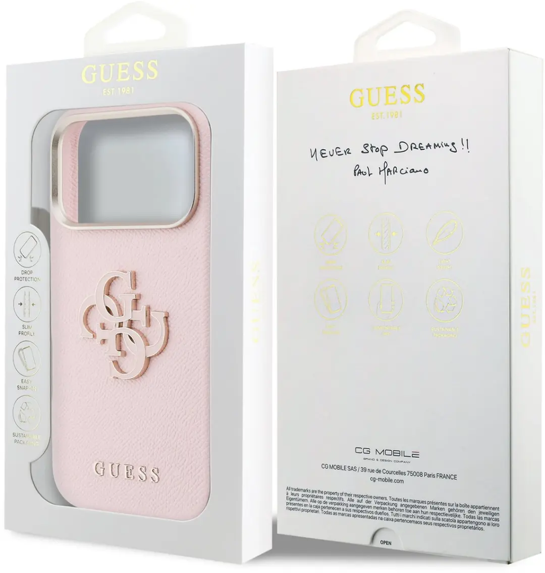 Guess PU Resin Logo Backcover 14931 - iPhone 17 Pro - Roze