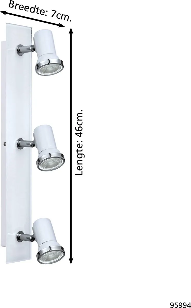 Eglo Batholino Tamara Spot - 3 Lichtpunten Wit/Chroom - afbeelding 6 van 6