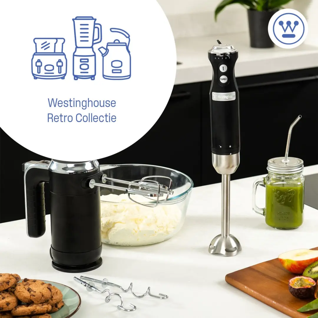 Westinghouse WKHBS270BK Retro Staafmixer 600W - Zwart - afbeelding 6 van 6
