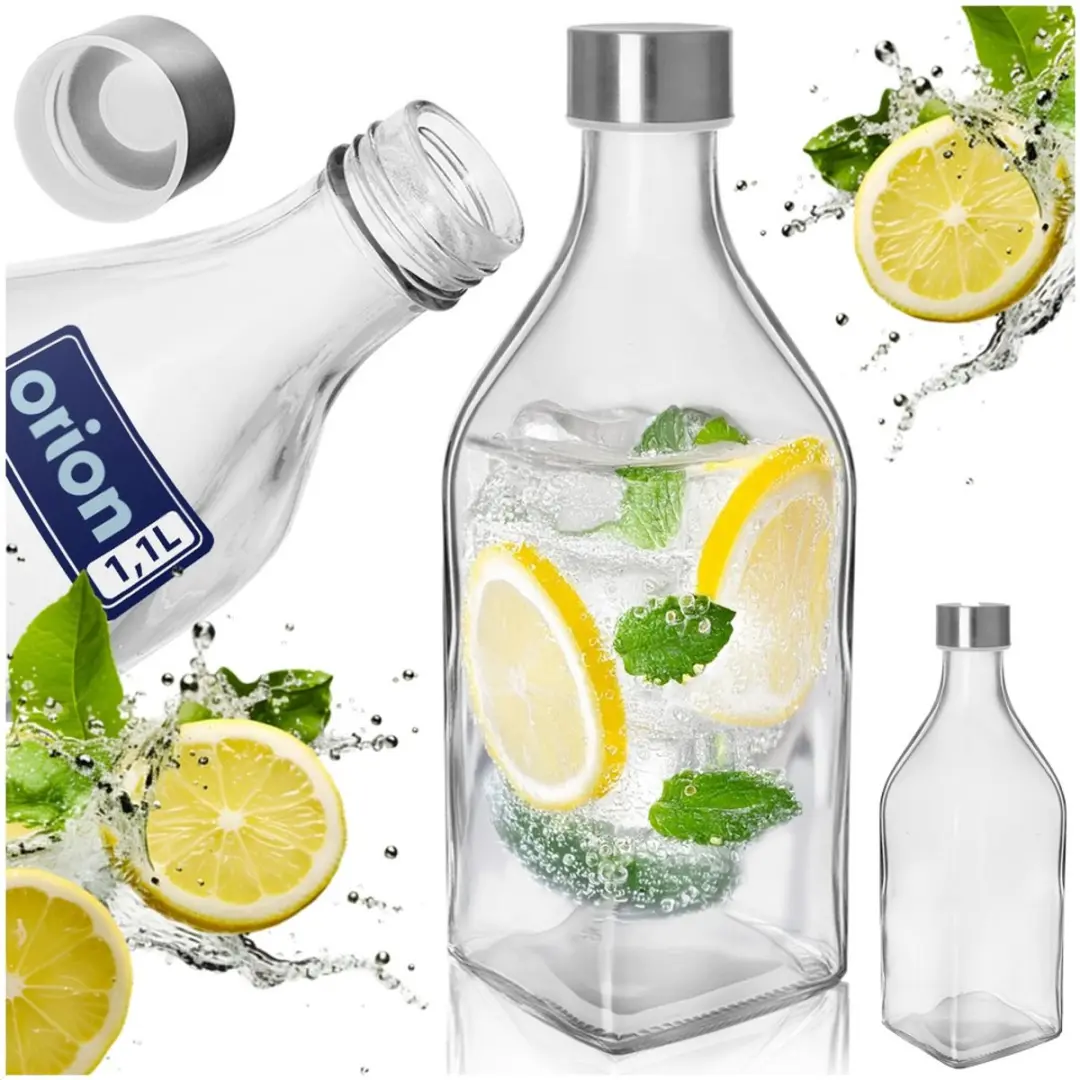 Orion Glazen Fles 1,1L - Transparant - Metalen dop 128705