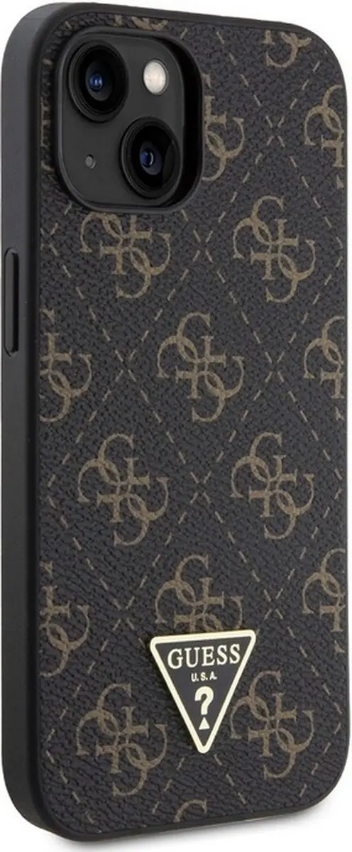 GUESS 4G Triangle Logo Hoesje iPhone 15 - Zwart