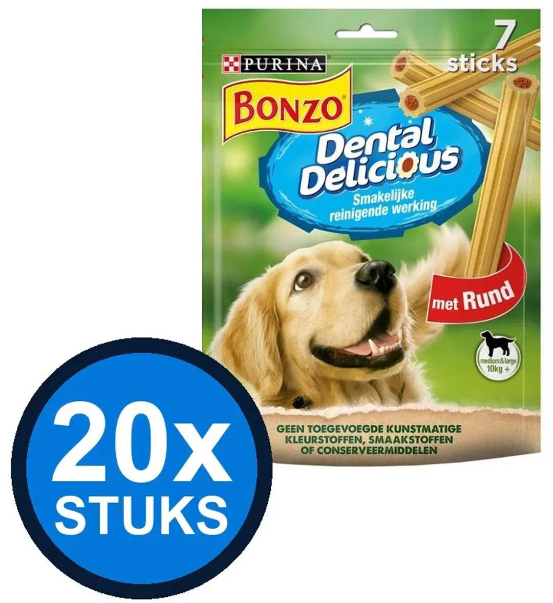 Bonzo Dental Delicious Beef Honden Snacks 20x200g