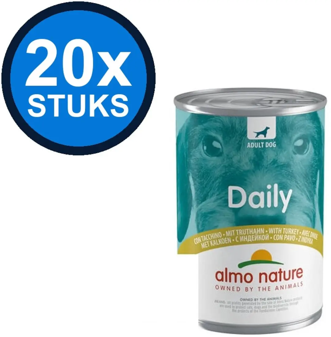 Almo Nature Daily Kalkoen Hondenvoer Natvoer Blik 400g