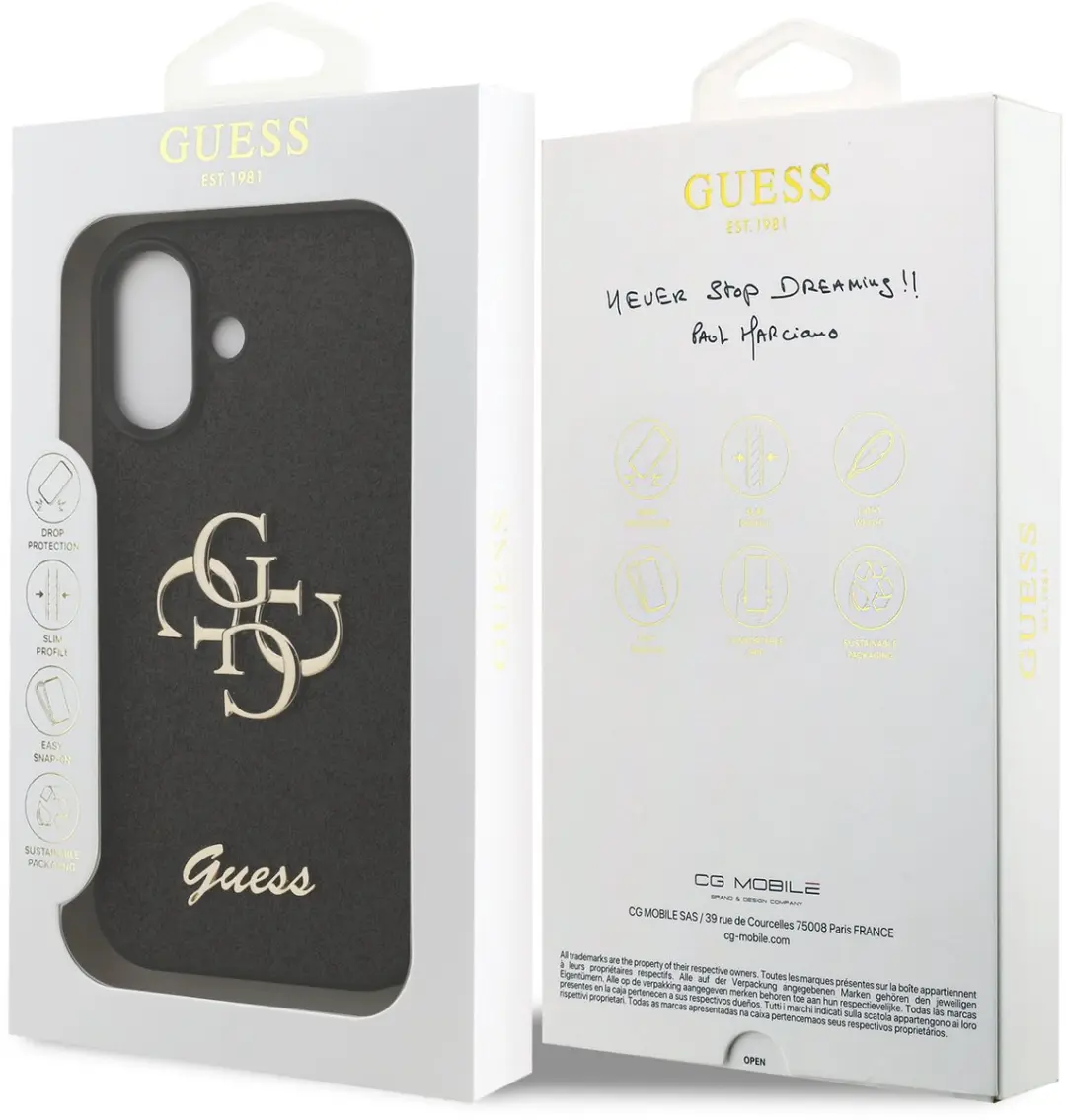 Guess PU Glitter 4G Metal Logo iPhone 17 Hoesje - Zwart - afbeelding 6 van 6