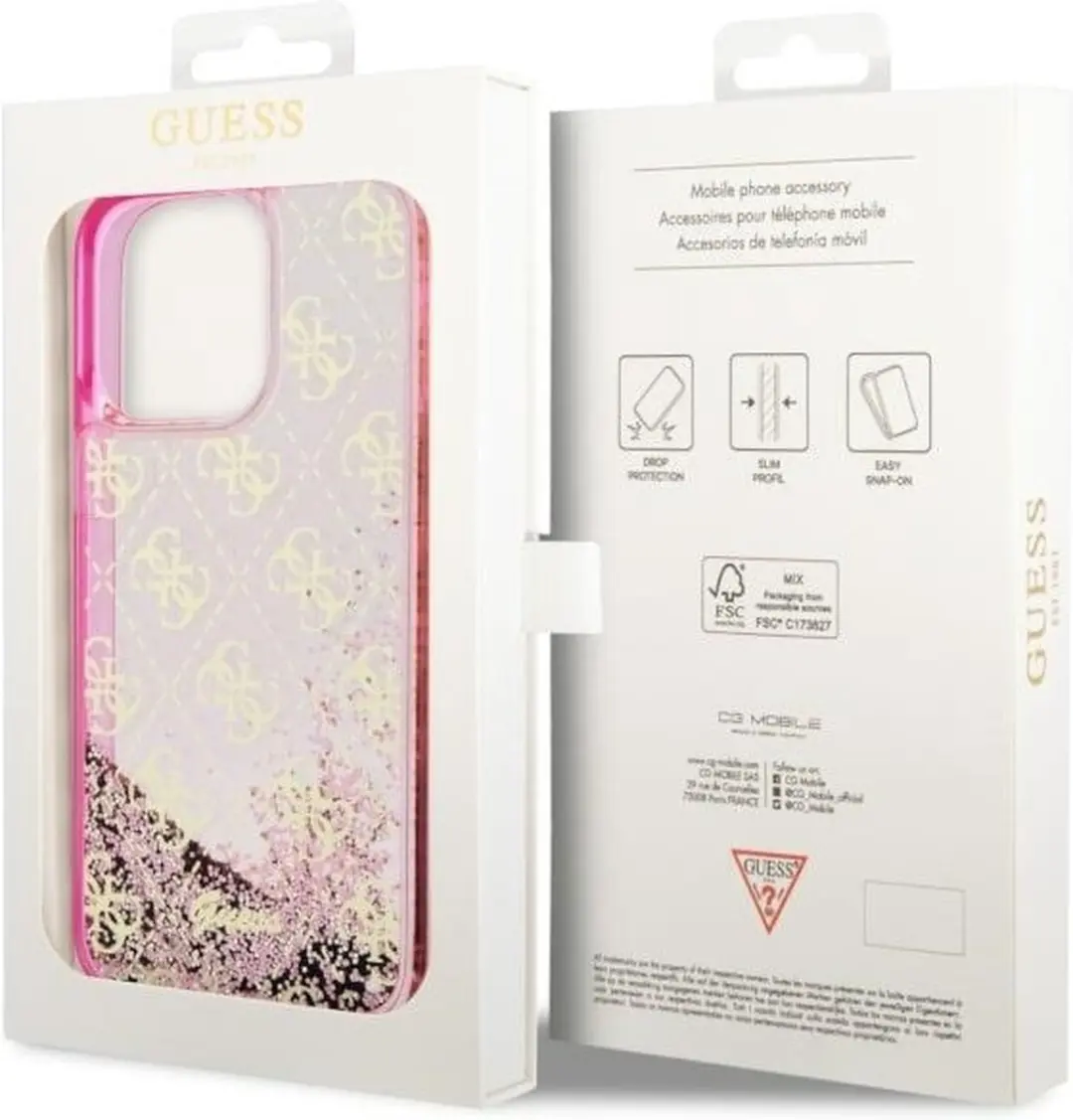 GUESS GUHCP14XLC4PSGP Hoesje iPhone 14 Pro Max - Roze Glitter