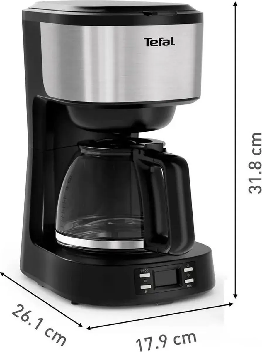 Tefal Equinox CM520D Koffiezetapparaat 12 Kopjes - 1,2L - Zwart/Zilver - afbeelding 6 van 6