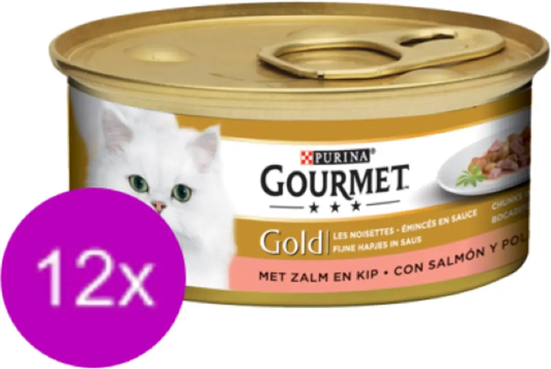 Gourmet Gold Fijne Hapjes Zalm & Kip Kattenvoer 12x 85g