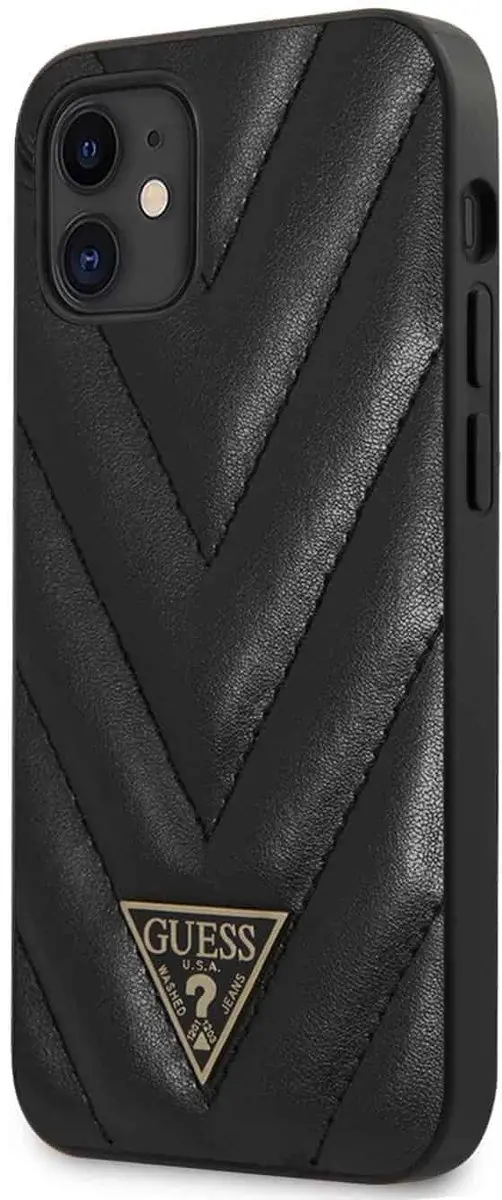 GUESS iPhone 12/12 Pro Backcase - Kunstleer - Zwart - 6080