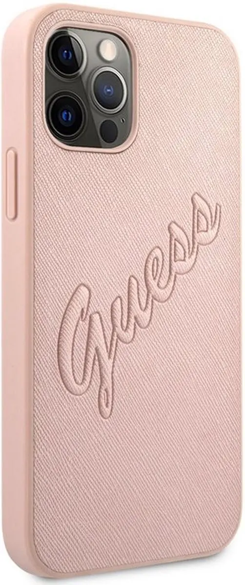 GUESS Saffiano Vintage Back Case Roségoud - iPhone 12/12 Pro