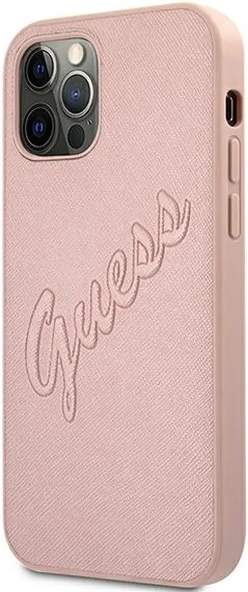 GUESS Saffiano Vintage Back Case Roségoud - iPhone 12/12 Pro - afbeelding 6 van 6