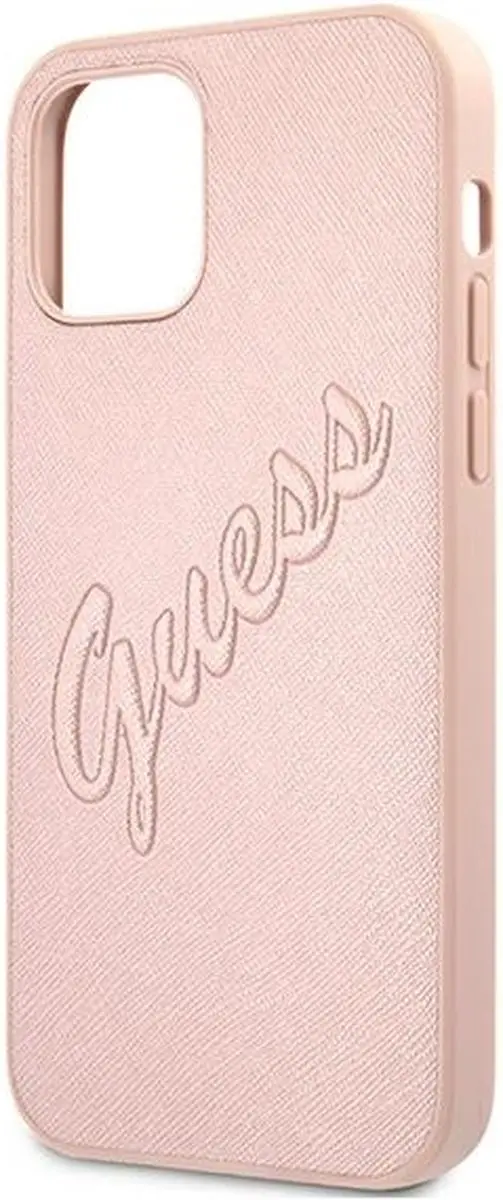 GUESS Saffiano Vintage Back Case Roségoud - iPhone 12/12 Pro