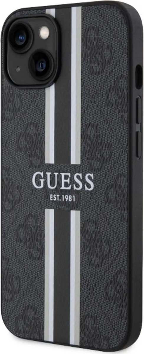 GUESS 4G Printed Stripe Back Case - iPhone 14 Plus - Zwart - MagSafe