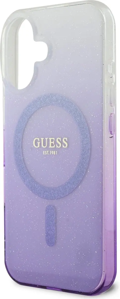 GUESS MagSafe Glitter Gradient Case iPhone 16 - Paars