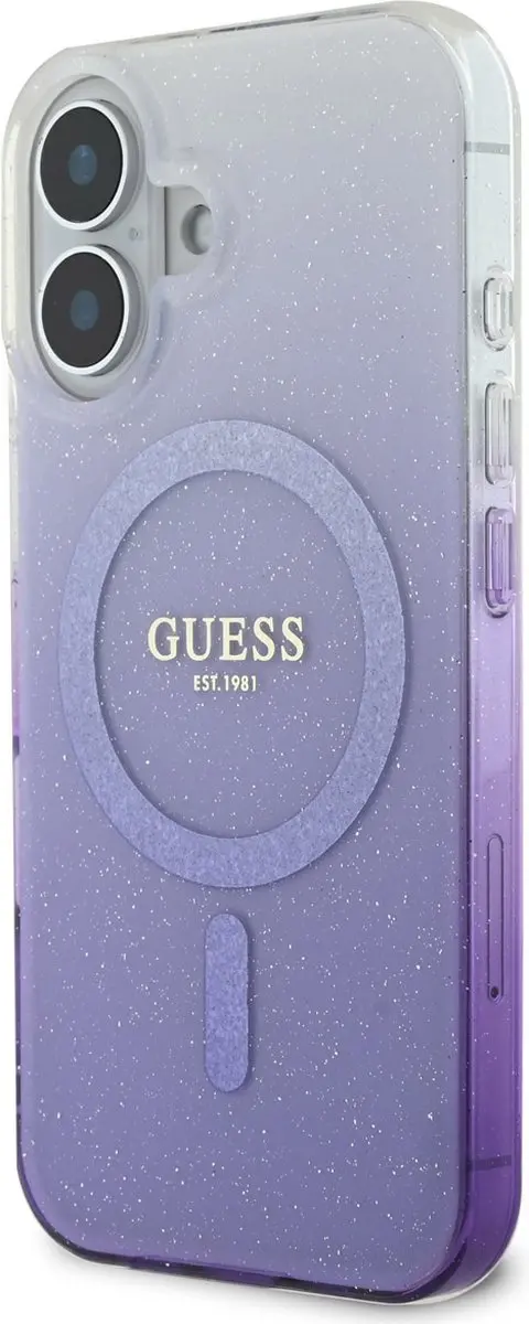 GUESS MagSafe Glitter Gradient Case iPhone 16 - Paars
