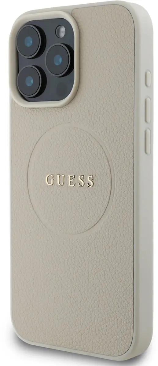 Guess iPhone 16 Pro Max Backcover - MagSafe Leer Beige