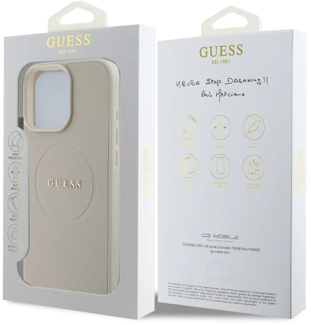 Guess iPhone 16 Pro Max Backcover - MagSafe Leer Beige