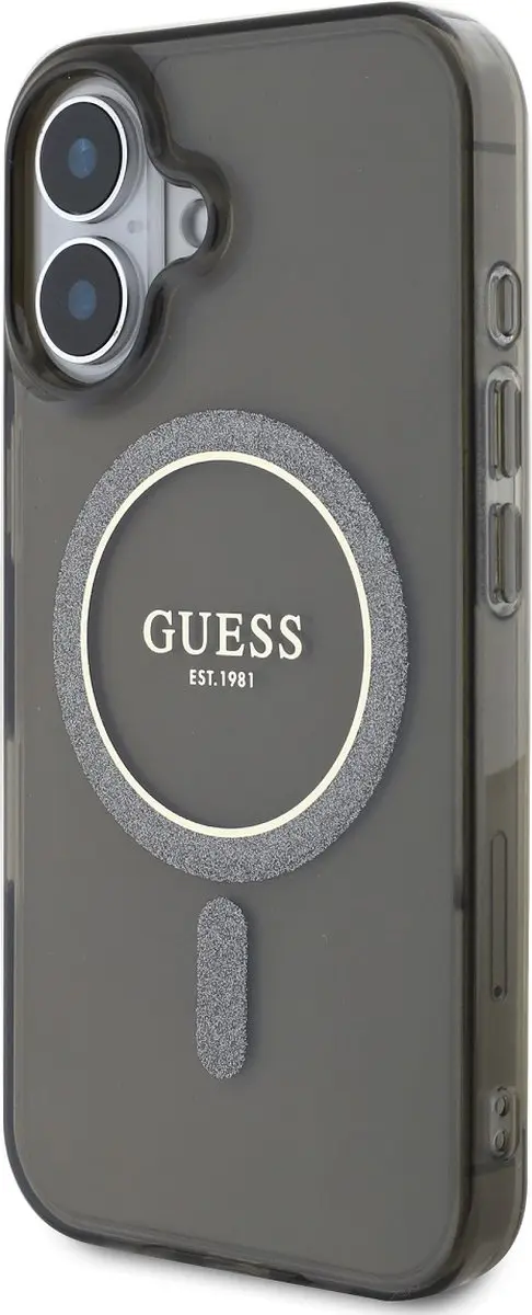 GUESS MagSafe Hoesje iPhone 16 - Glitter Cirkel - Zwart - afbeelding 6 van 6