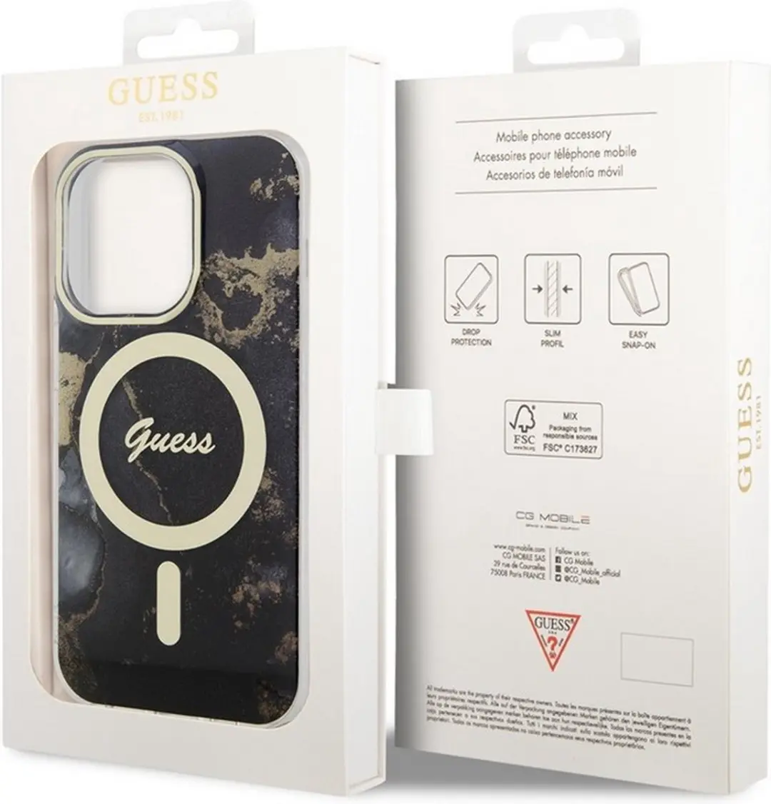GUESS Golden Marble Back Case - iPhone 13 Pro Max - MagSafe - Zwart