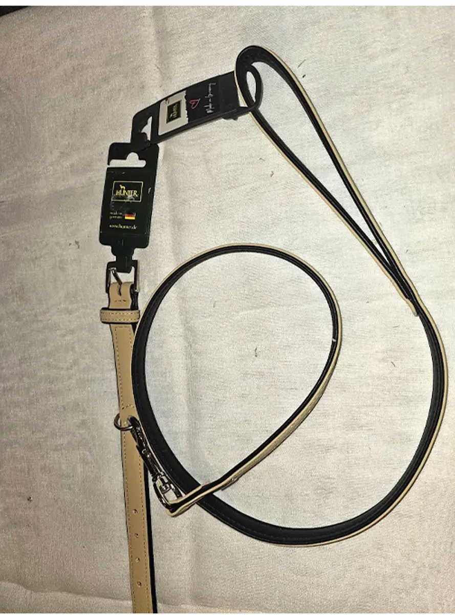 Hunter Halsband Softy Beige/Zwart 30x3cm - Veggie Leather - XS
