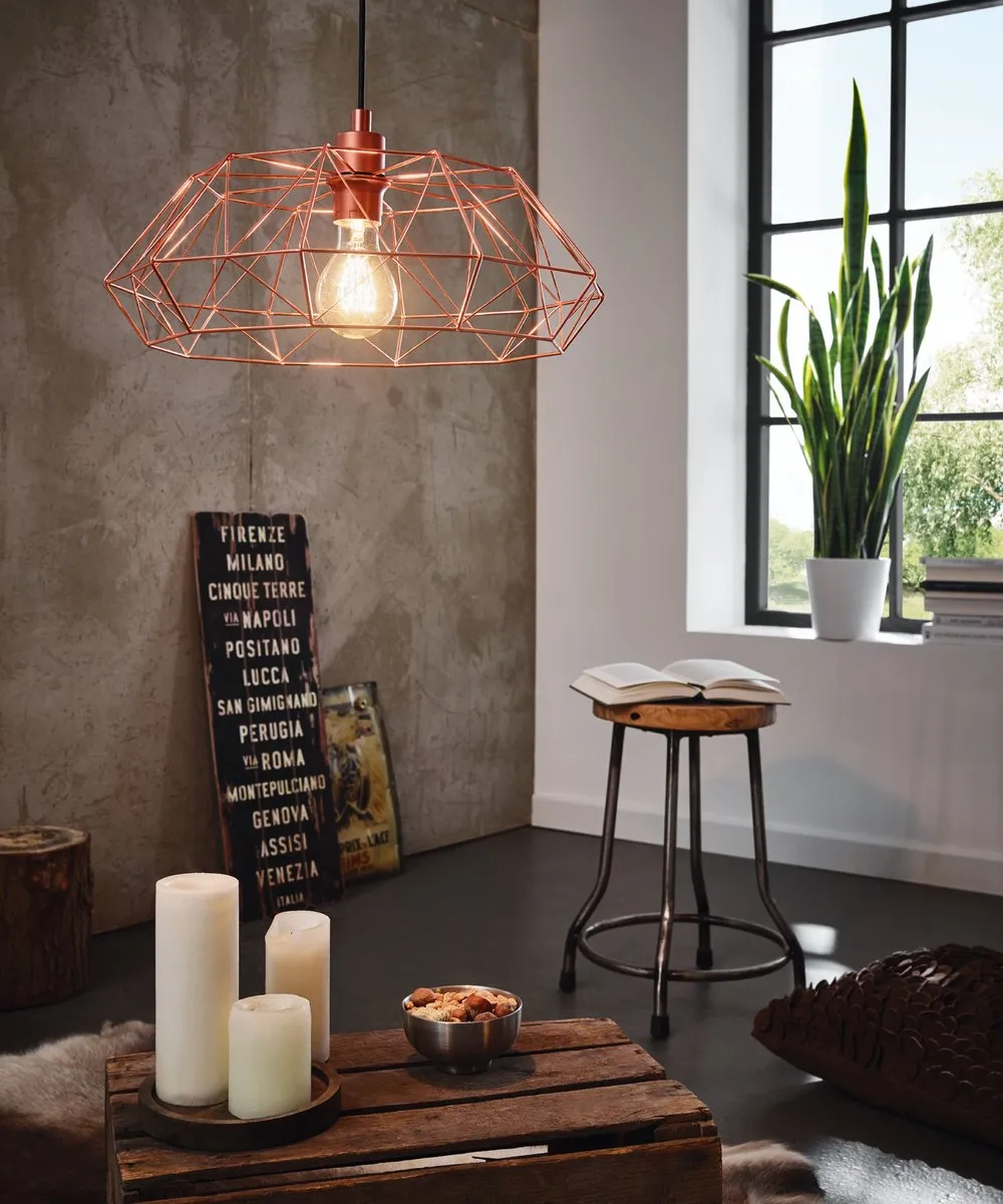 Eglo Vintage Carlton 2 Hanglamp - 1 Lichtpunt - Ø455mm - Koper/Zwart