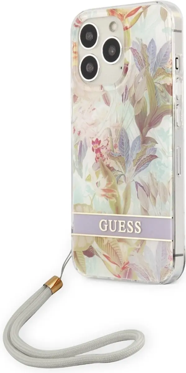 GUESS Hoesje iPhone 13 Pro Flowers Lavendel - 3666339040574 - afbeelding 6 van 6